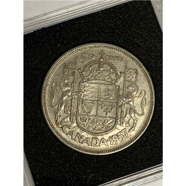 Canada 1957 Rare Silver Half Dollar Cased Coin