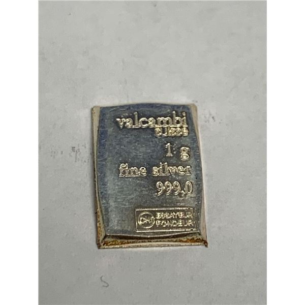 Valcambi Suisse 1g fine silver .999 wafer bar