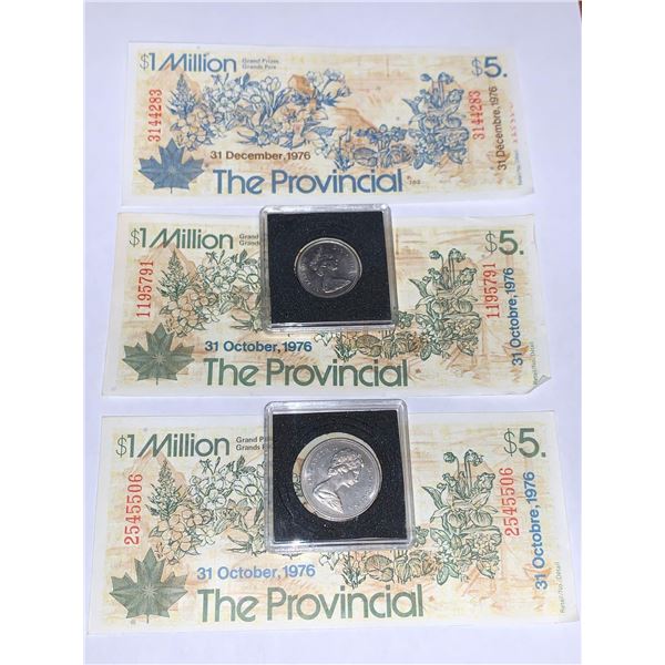 Canada 1976 Olympics The Provincial numbered certificate tickets with Cased Canada 1975 Half Dollar 