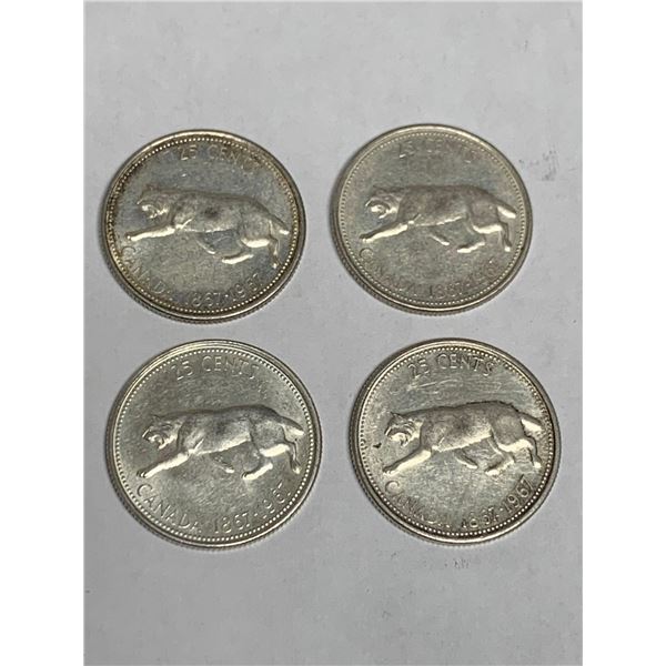 Canada 1867-1967 Silver Centennial Quarters - LOT of 2