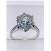 Image 1 : Blue Moisanite 5.14 Carat Solitaire Ring Sterling .925 Silver Rhodium Plated Includes Appraisal Cert