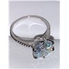 Image 3 : Blue Moisanite 5.14 Carat Solitaire Ring Sterling .925 Silver Rhodium Plated Includes Appraisal Cert