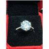 Image 4 : Blue Moisanite 5.14 Carat Solitaire Ring Sterling .925 Silver Rhodium Plated Includes Appraisal Cert