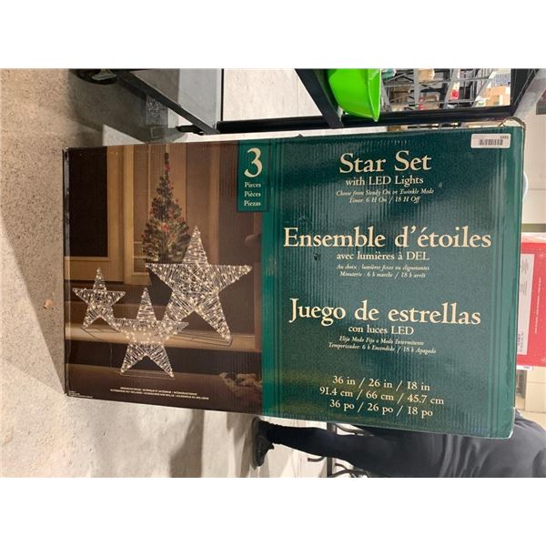 3Pc LED Lit Star Set Outdoor Decoration