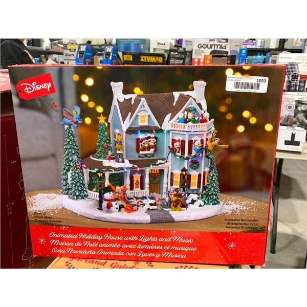 Disney Animated holiday house with lights and music.