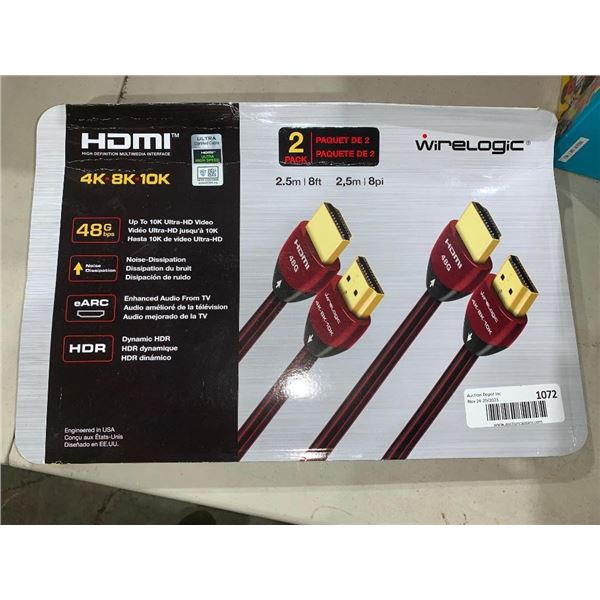 Wirelogic 2pack HDMI 4k-8k-10k wire cables.