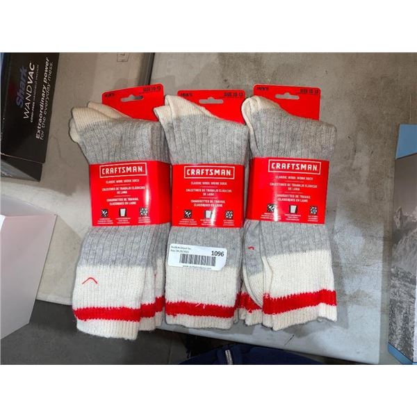 Craftsman Classic Wool Work Socks Mens 10-1 Lot of 3