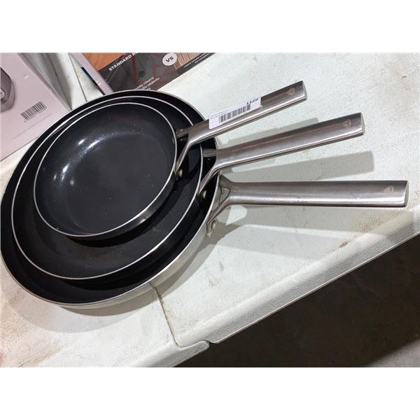 Set of 3 Non Stick Blue Diamond Frying pans