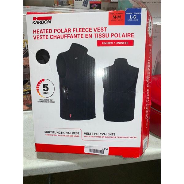Karbon Heated Polar Fleece Vest Mens Med or Womans Large