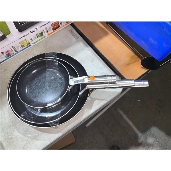 Lot of 3 Non Stick Blue Diamond Frying Pans