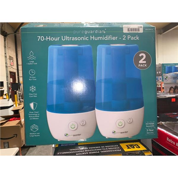 PureGuardian 70-Hour Ultrasonic Humidifier - 2 Pack
