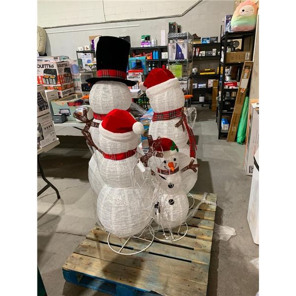 Lot of 3 Large LED Light Outdoor Snowman Decorations