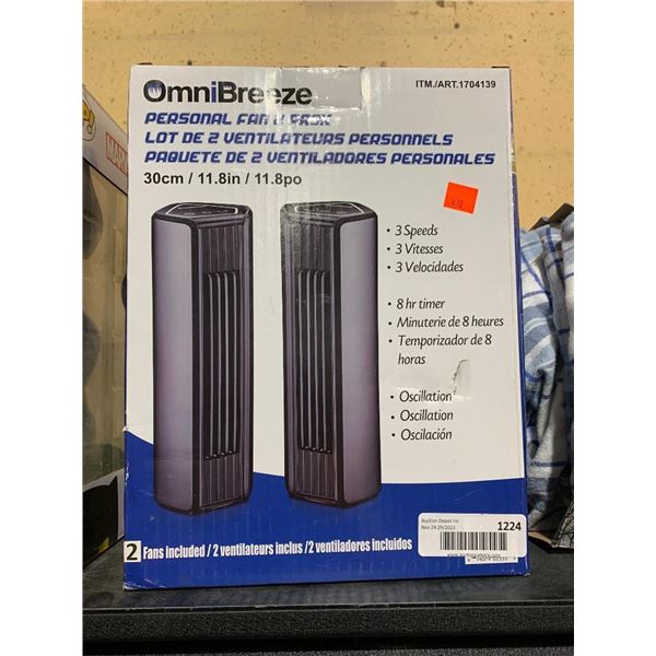 Omni Breeze Personal Fan 2 Pack