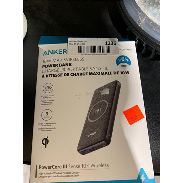 ANKER - PowerCore III Sense 10k wireless portable charger.