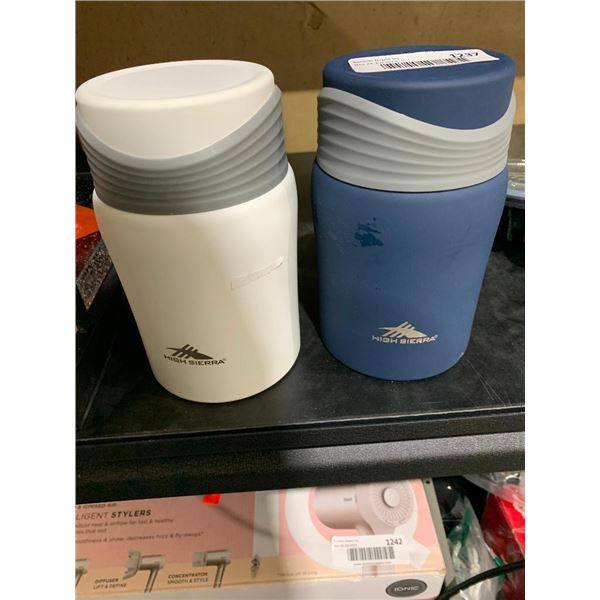 Lot of 2 Insulated Lunch Thermous with Folding Spoon