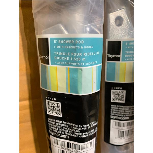 Taymor 5' Shower Rod with Brackets & Hoods Lot of 2