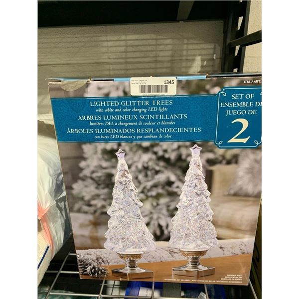 Lighted Glitter Trees Set with Colour Changing LED Lights