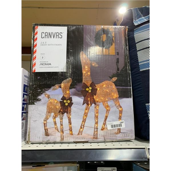 Canvas 2'&3' Deer with Fawn Lighted