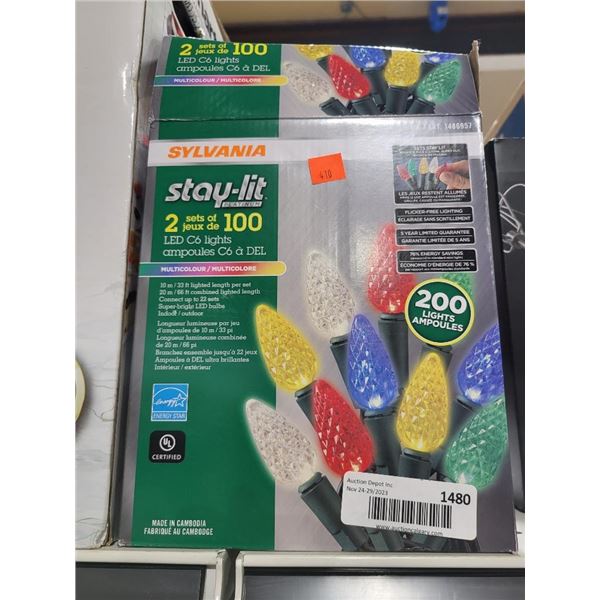 Sylvania Stay Lit 2X100 Light LED Lit Holiday String Lights