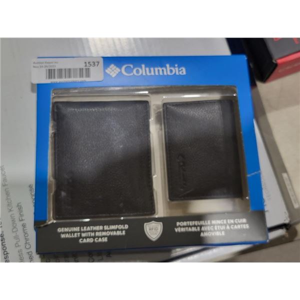Columbia Genuine Leather Wallet And Card Case Set - Black
