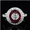 Image 1 : 0.50 ctw SI3 CLARITY Diamond and 0.87 ctw Ruby Platinum Ring (1.20 ctw Diamonds)