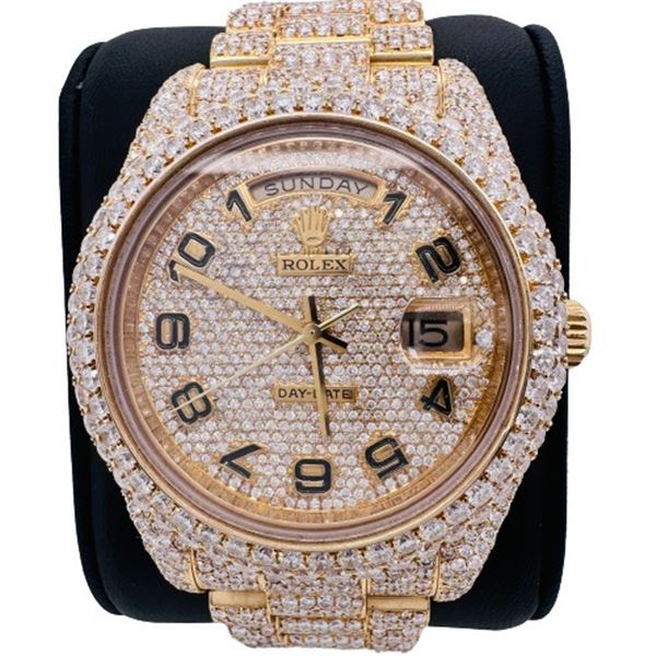 Rolex 18KT Yellow Gold Day-Date President II 20.50 ctw Diamond Encrusted Wrist W