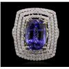 14KT Yellow and White Gold 8.13 ctw Tanzanite and Diamond Ring