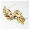 Image 4 : Antique 18k Gold 3.24 ctw Old Cut Diamond & Emerald Ribbon Dual Dress Clip Brooc