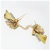 Image 5 : Antique 18k Gold 3.24 ctw Old Cut Diamond & Emerald Ribbon Dual Dress Clip Brooc