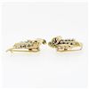 Image 8 : Antique 18k Gold 3.24 ctw Old Cut Diamond & Emerald Ribbon Dual Dress Clip Brooc