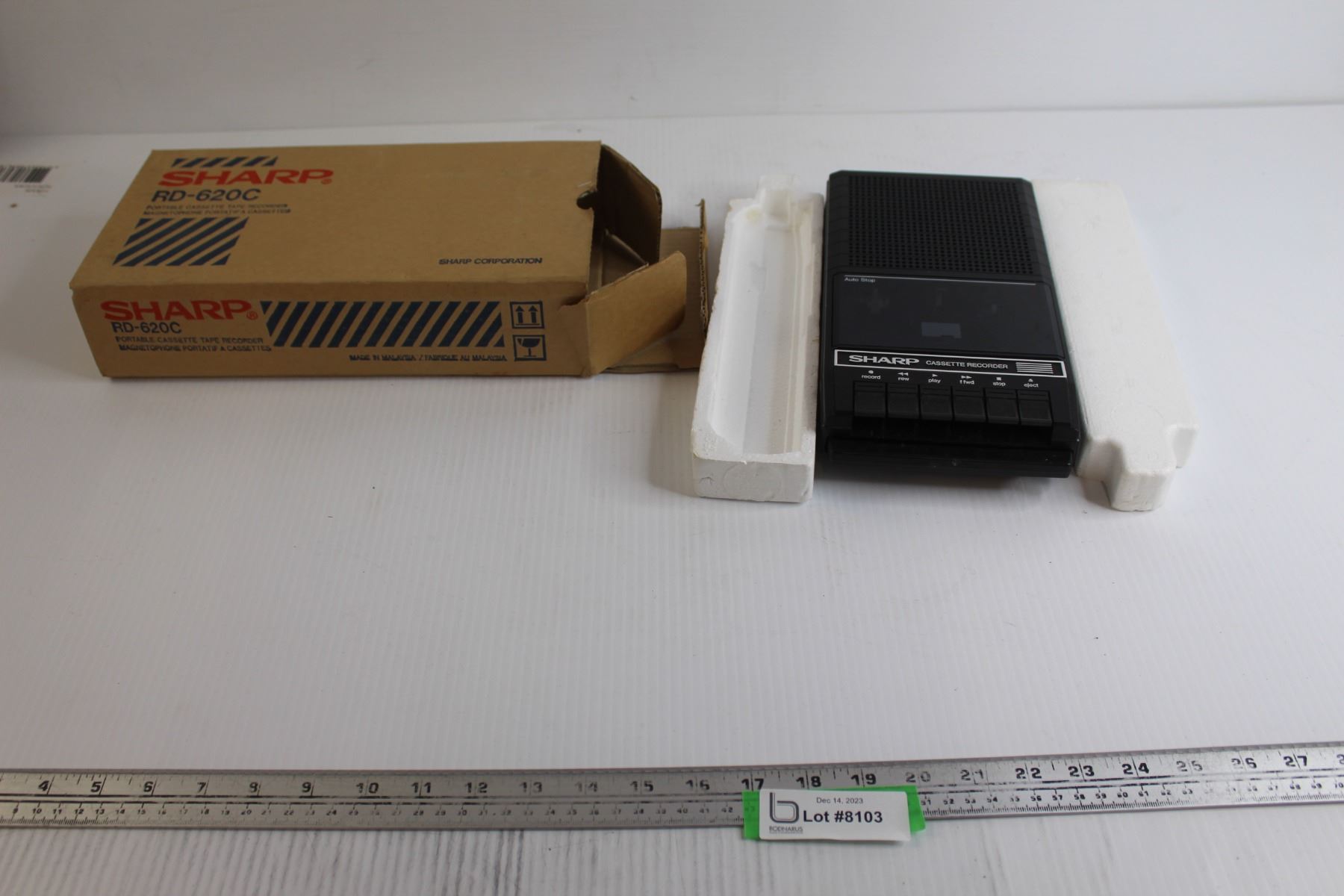 Sharp RD-620C Portable Cassette Tape Recorder - Bodnarus Auctioneering