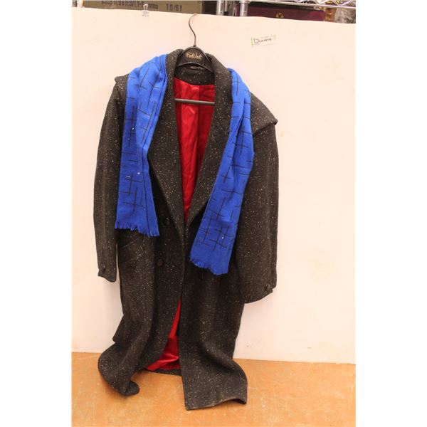 * Large Wool Jacket with Blue Scarf