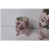 Image 3 : (3) Vintage Pink Floral Cracked Egg Shape Pedestal Vases