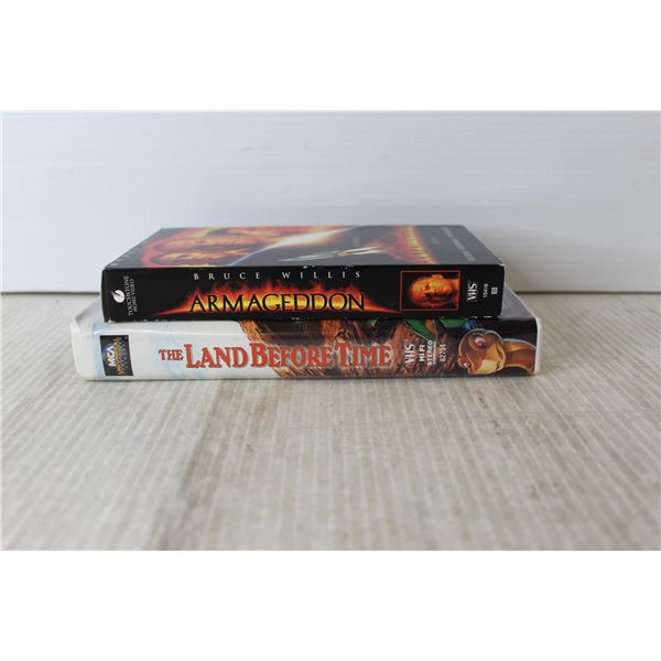 (2) VHS Tapes - Armageddon, The Land Before Time