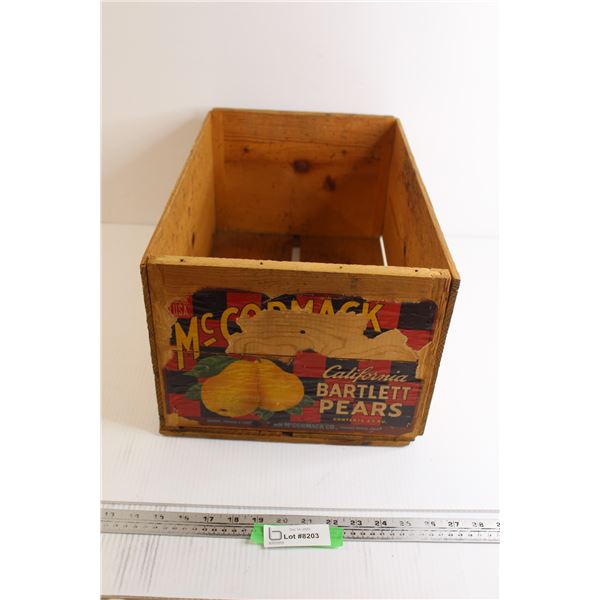 McCormack California Bartlett Pears Wooden Crate