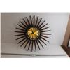 Image 1 : Syroco MCM Sunburst Clock - Untested - Needs Batteries