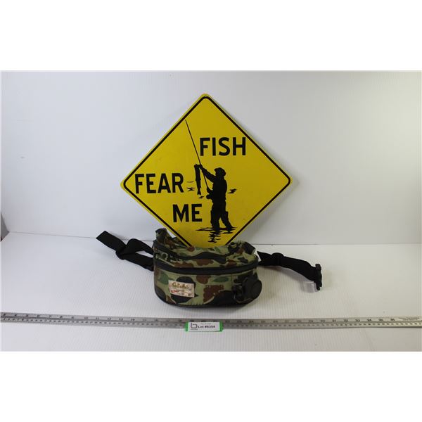 Cabela's Canteen Fanny Pack - Fish Fear Me Tin Sign