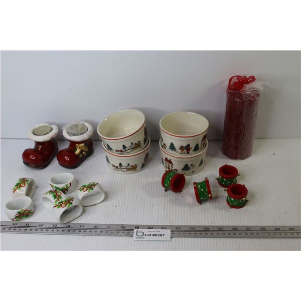 Christmas Items - Bowls - Napkin Holders Candle Holders - Candle