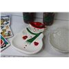 Image 3 : Christmas Items - Tall Glass Candles - Snowman Dish - Santa Face Dish - Tile Coasters