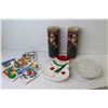 Image 6 : Christmas Items - Tall Glass Candles - Snowman Dish - Santa Face Dish - Tile Coasters