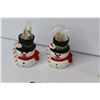 Image 4 : Christmas Items - Ceramic Tree Dishes - Candle holders - (2) Snowman Toothpick Holders - Ceramic Cut