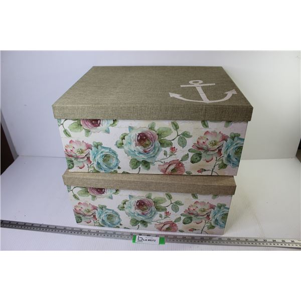 (2) Flowered Storage Boxes