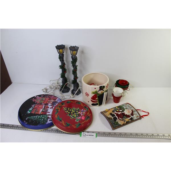 (2) Sets of Stove Element Covers - (2) Plug in Candle Lights - Small Tin Pails - Cookie Jar (missing