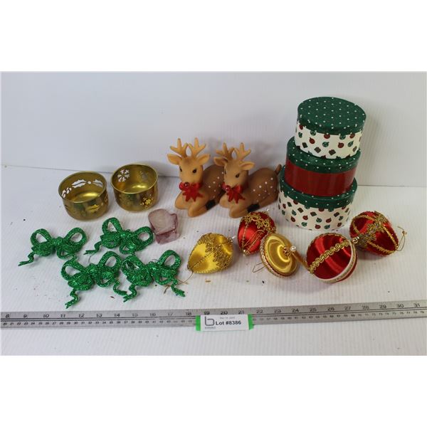 Battery Operated Rubber Reindeer - Gift Boxes - Candle Holders - Tree Decorations