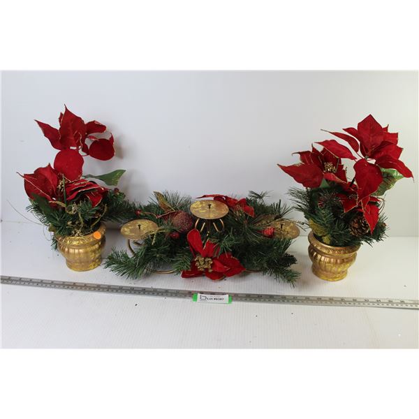 Poinsettia Decor - Poinsettia Candle Holder