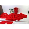 Image 1 : Metal Waste Can - (6) Large Red Bows - Candle Ring - Potpourri