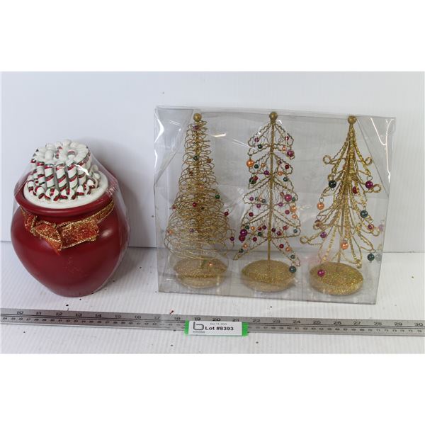 Cookie Jar (NIB) - Wire Sparkle Trees (NIB)