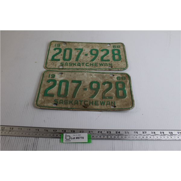 Pair of Saskatchewan 1968 License Plates