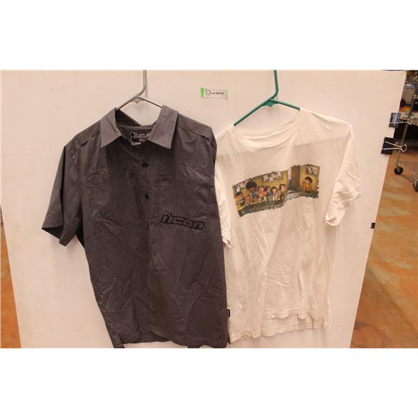 Icon Button Up Shirt - Size L, Graphic T-Shirt - Unknown Size