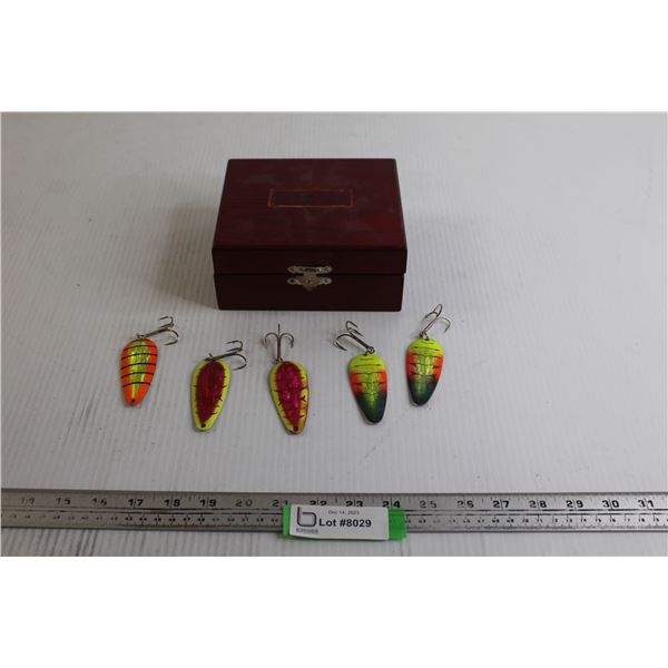 (5) Fishing Lures, Red Box